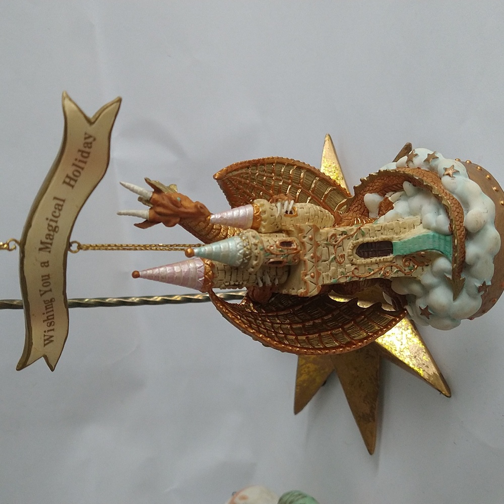 Marjorie Sarnat Dragon and Castle Chrismtas Ornament San Francisco Music Box Co